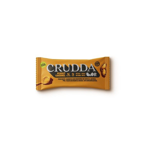 Barritas PEANUT CARAMEL plant based sin TACC x 40 gr x 10 uni - CRUDDA