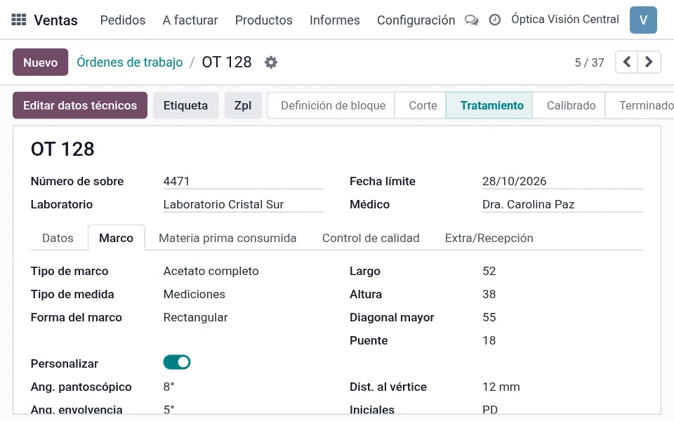 Vista previa: Orden de trabajo completa