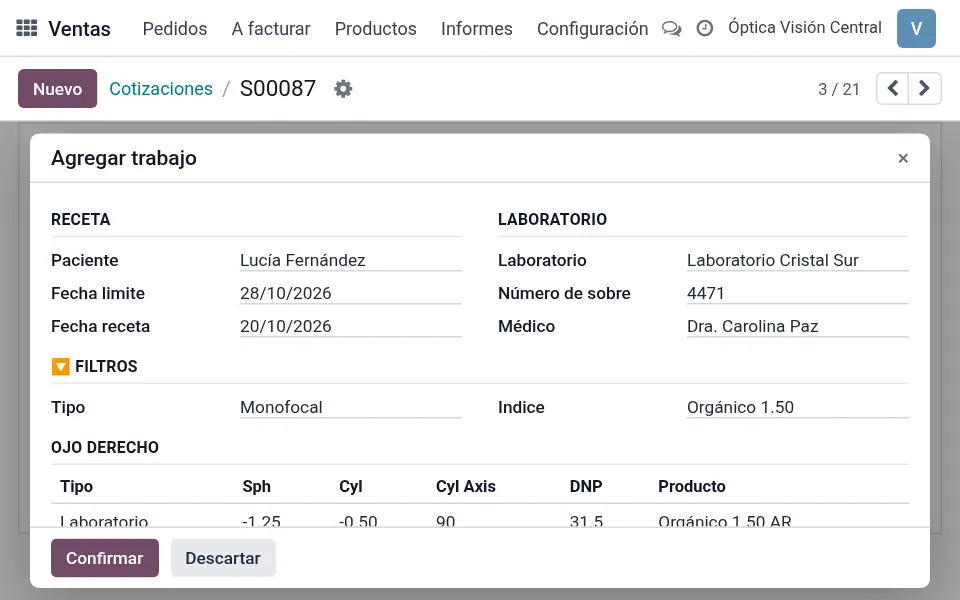 Vista previa: Venta con orden de trabajo