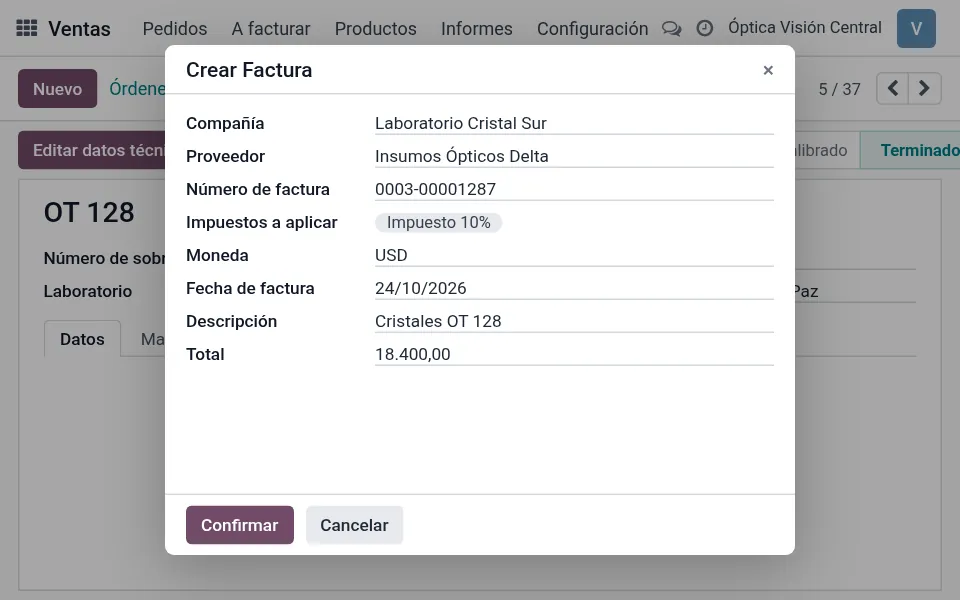 Vista previa: Facturación y proveedores