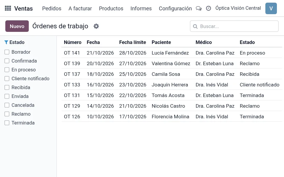 Vista previa: Seguimiento de trabajos y reclamos