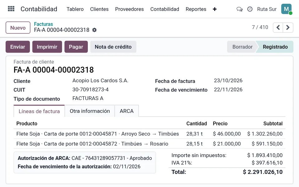 Factura electrónica con CAE