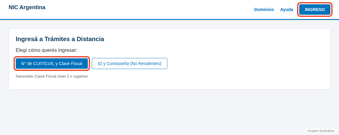 Ingreso a NIC Argentina